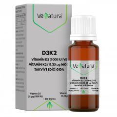 Venatura D3K2 Vitamin D3 Ve K2 (11,25 mcg MK-7) Damla 20 ml