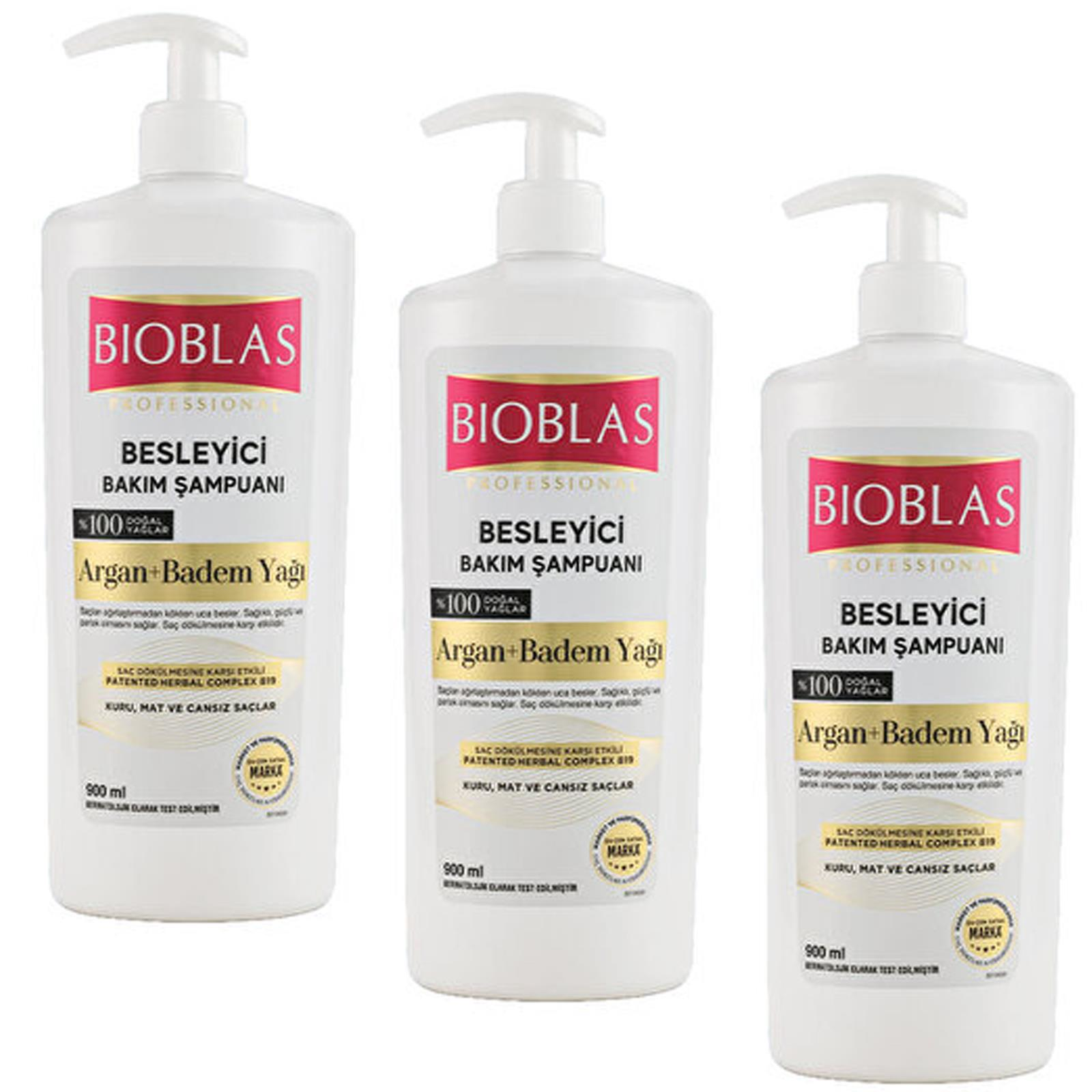 Bioblas Besleyici Bakım Şampuanı Argan Ve Badem Yağı 900 ml 3 ADET