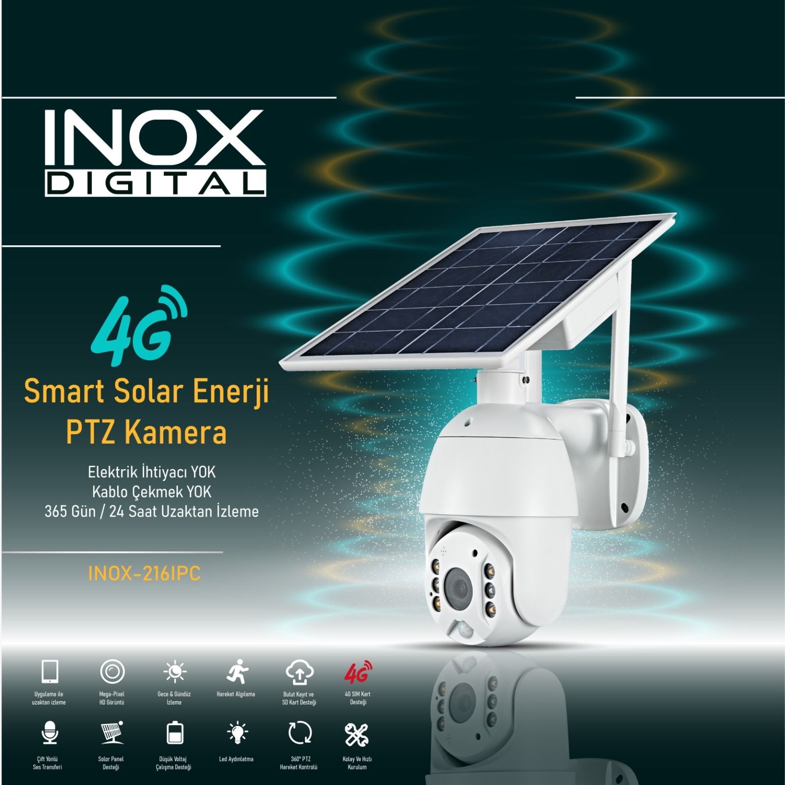 4G Solar Kamera 216 İPC İNOX