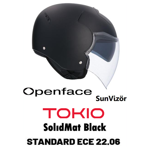 SHIRO YARIM KASK TOKIO MAT SIYAH GÜNEŞ VİZÖRLÜ -L