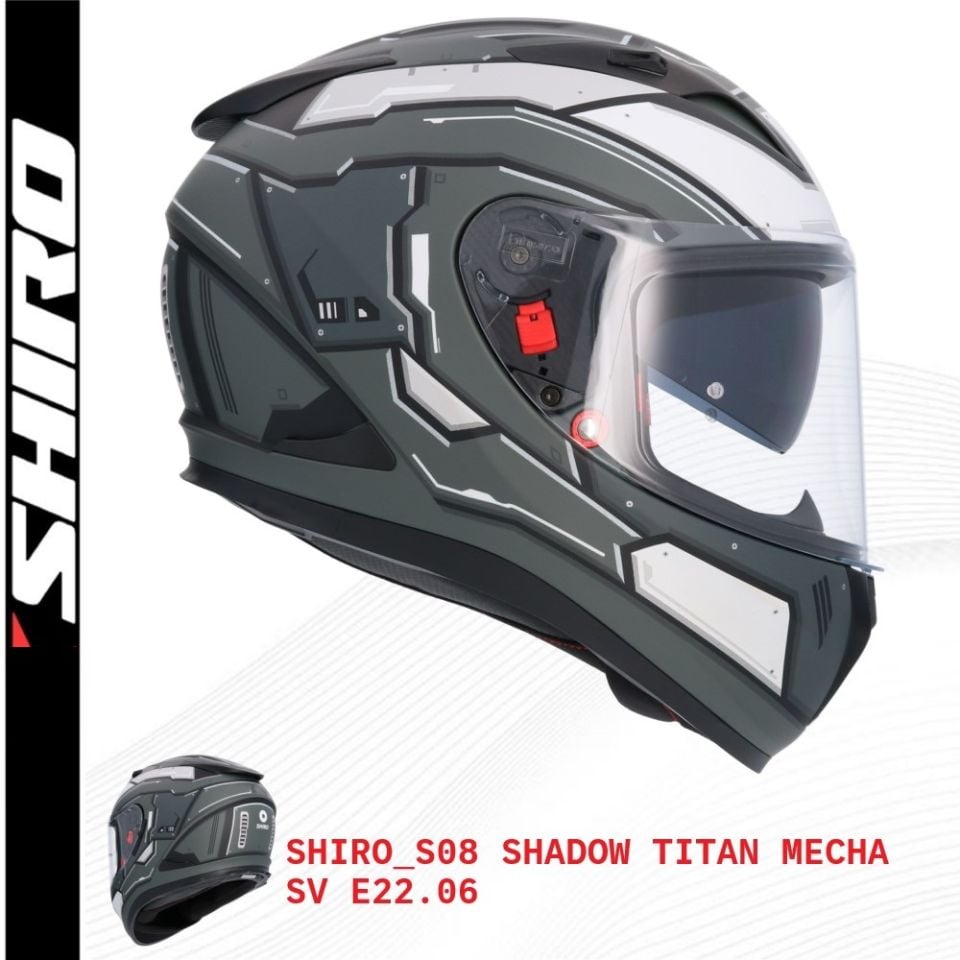 SHIRO KAPALI KASK SHADOW TITAN MECHA GÜNEŞ VİZÖRLÜ - L