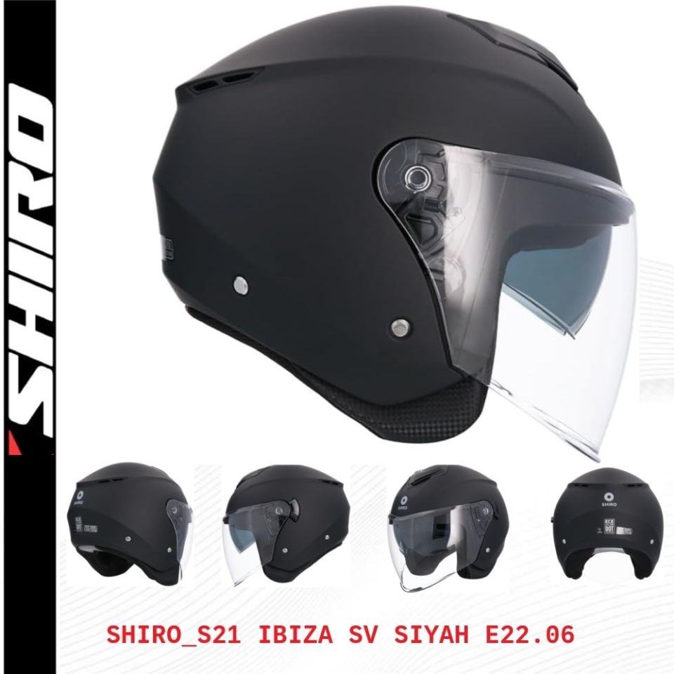 SHIRO YARIM KASK IBIZA SIYAH GÜNEŞ VİZÖRLÜ -2XL