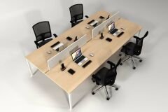 Efeler Ofis Alfa Dörtlü Workstation Çalışma Masası Meşe