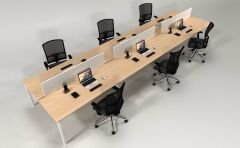 Efeler Ofis Alfa Altılı Workstation Çalışma Masası Meşe