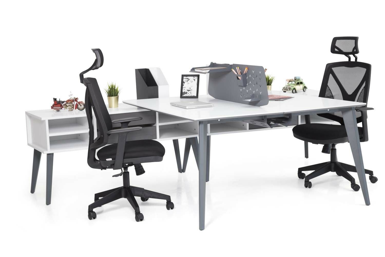Efeler Ofis Eco 2P+ İkili Etajerli Workstation Masa