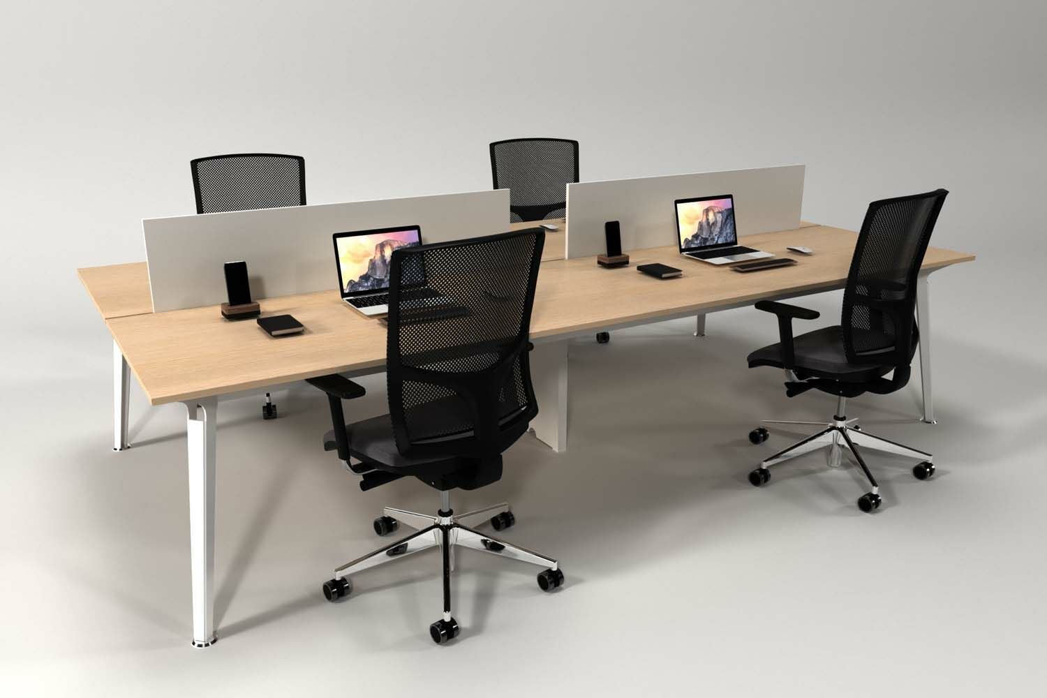 Efeler Ofis Omega Dörtlü Workstation Çalışma Masası Meşe