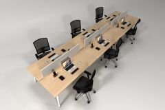Efeler Ofis Omega Altılı Workstation Çalışma Masası Meşe