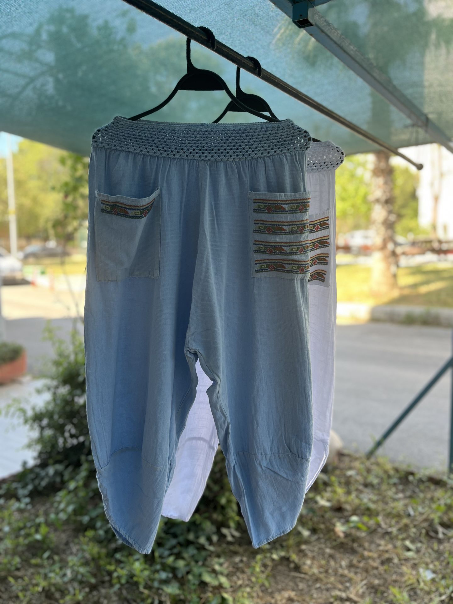 YIKAMALI KETEN ŞALVAR PANTOLON