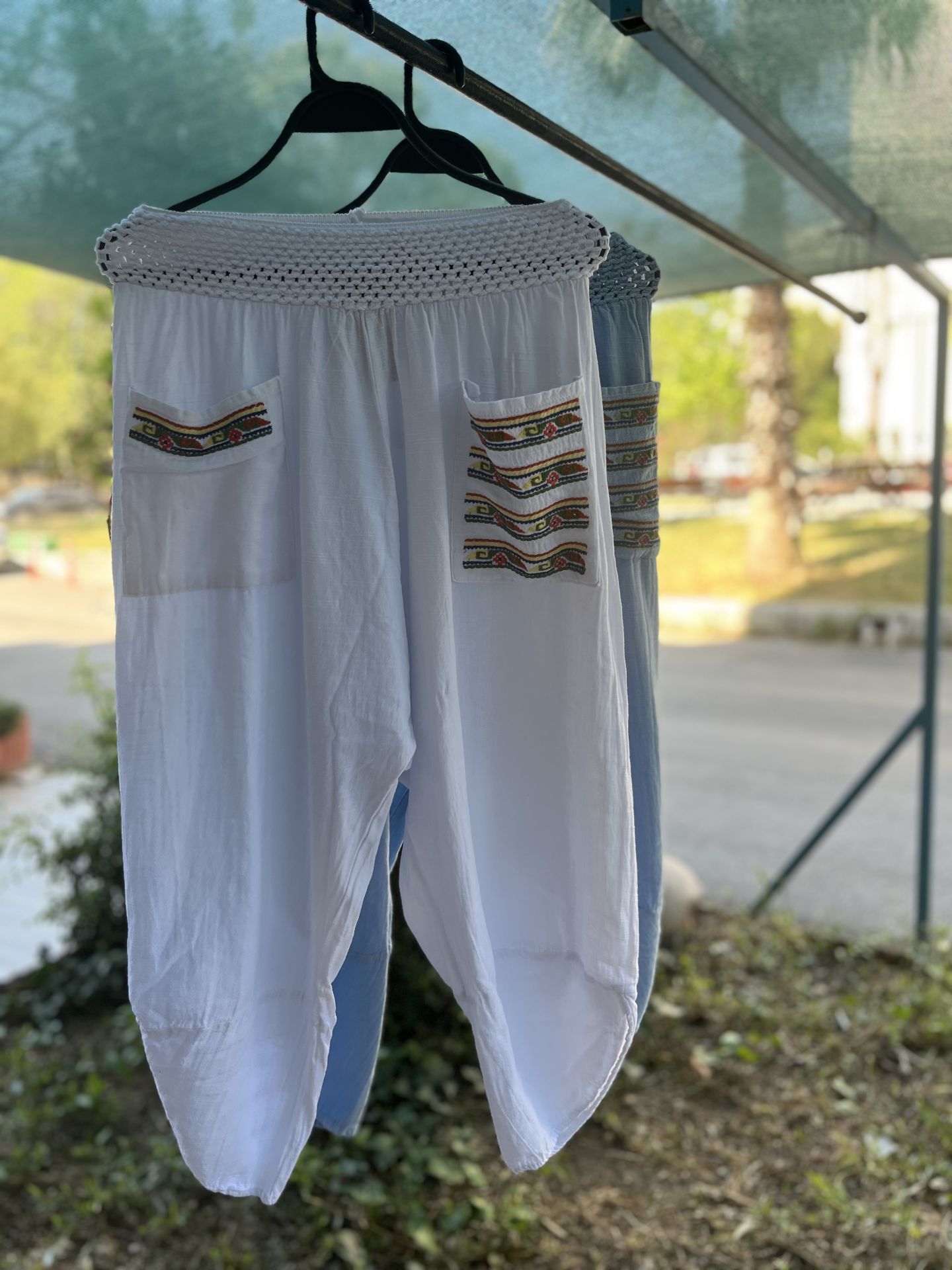 YIKAMALI KETEN ŞALVAR PANTOLON