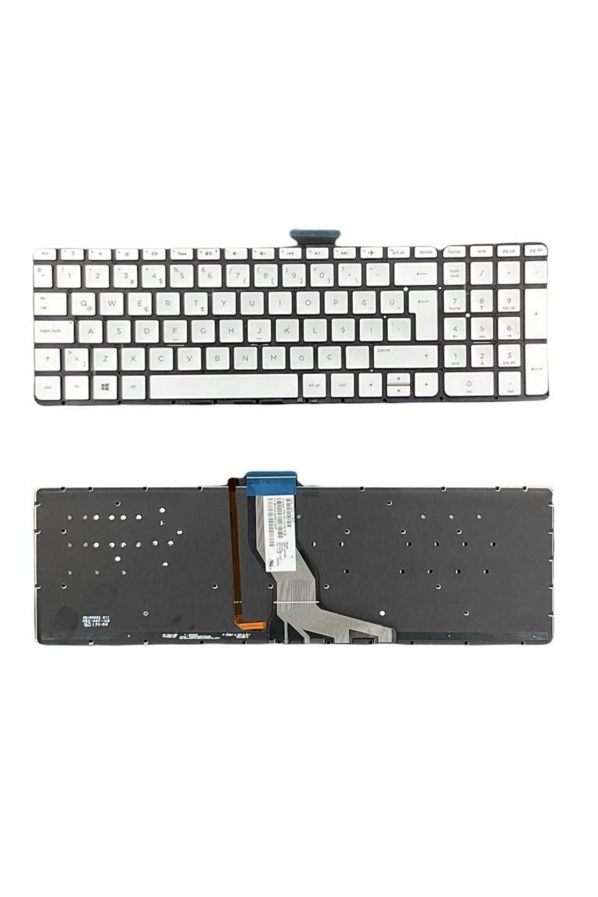 Hp ile Uyumlu Pavilion 15-ab106nt, 15-ab107nt, 15-ab200nt Işıklı Klavye Gümüş Gri TR