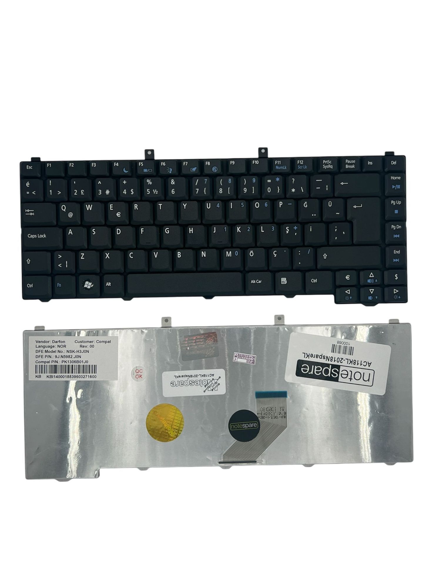 Acer ile Uyumlu Aspire 5160, 5500, 5515, 5610, 5610Z, 5611 Notebook Klavye Siyah TR
