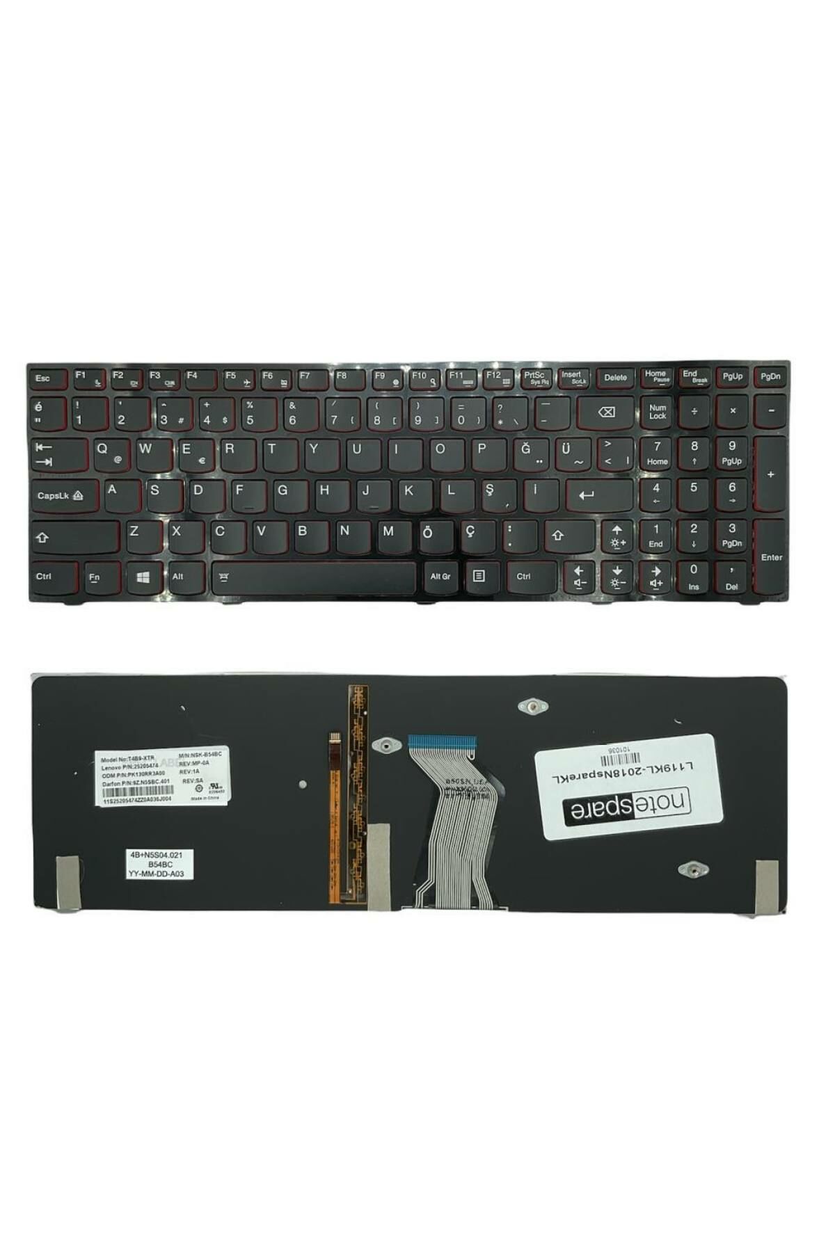 Lenovo ile Uyumlu Ideapad Y590, Y590N, Y590P Notebook Klavye Işıklı Siyah TR