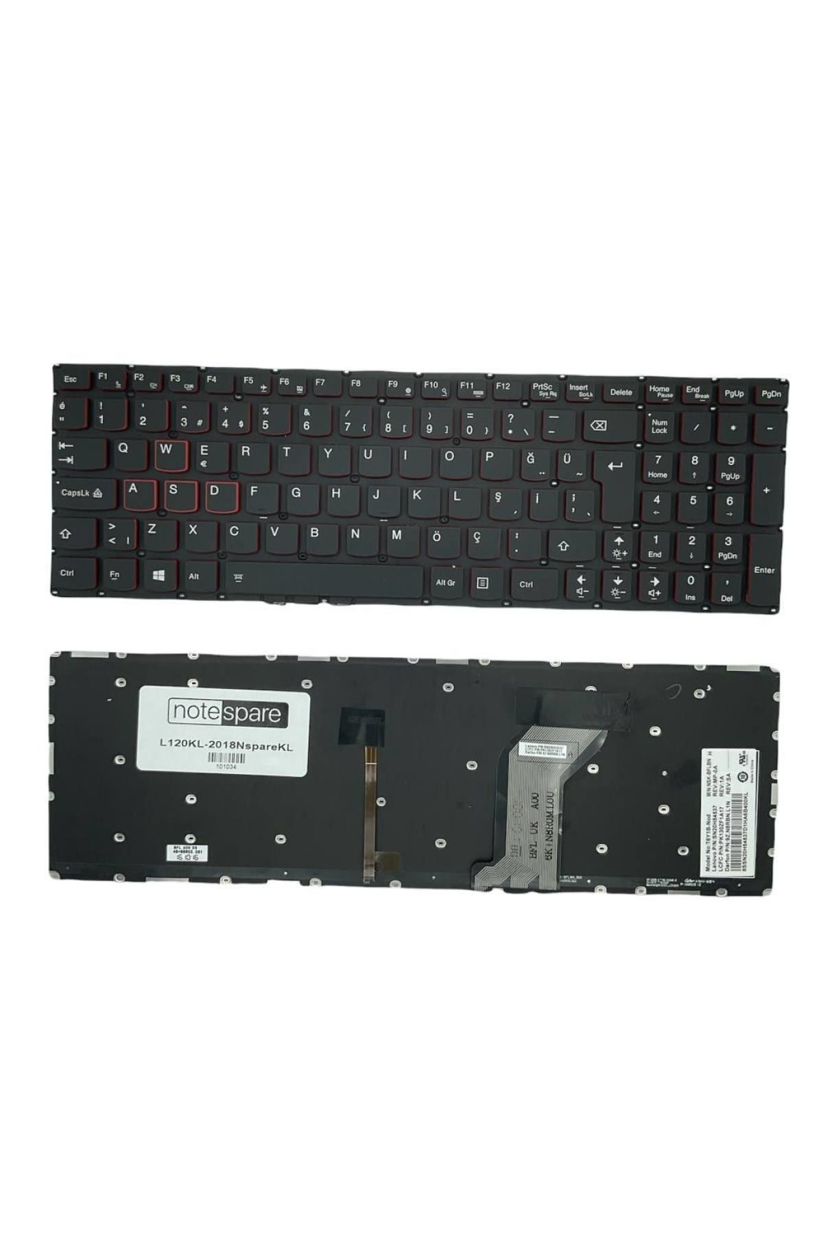 Lenovo ile Uyumlu Yoga 80N4015HTX, 80N6000LPH, 80N6001JGE Notebook Klavye Işıklı Siyah TR