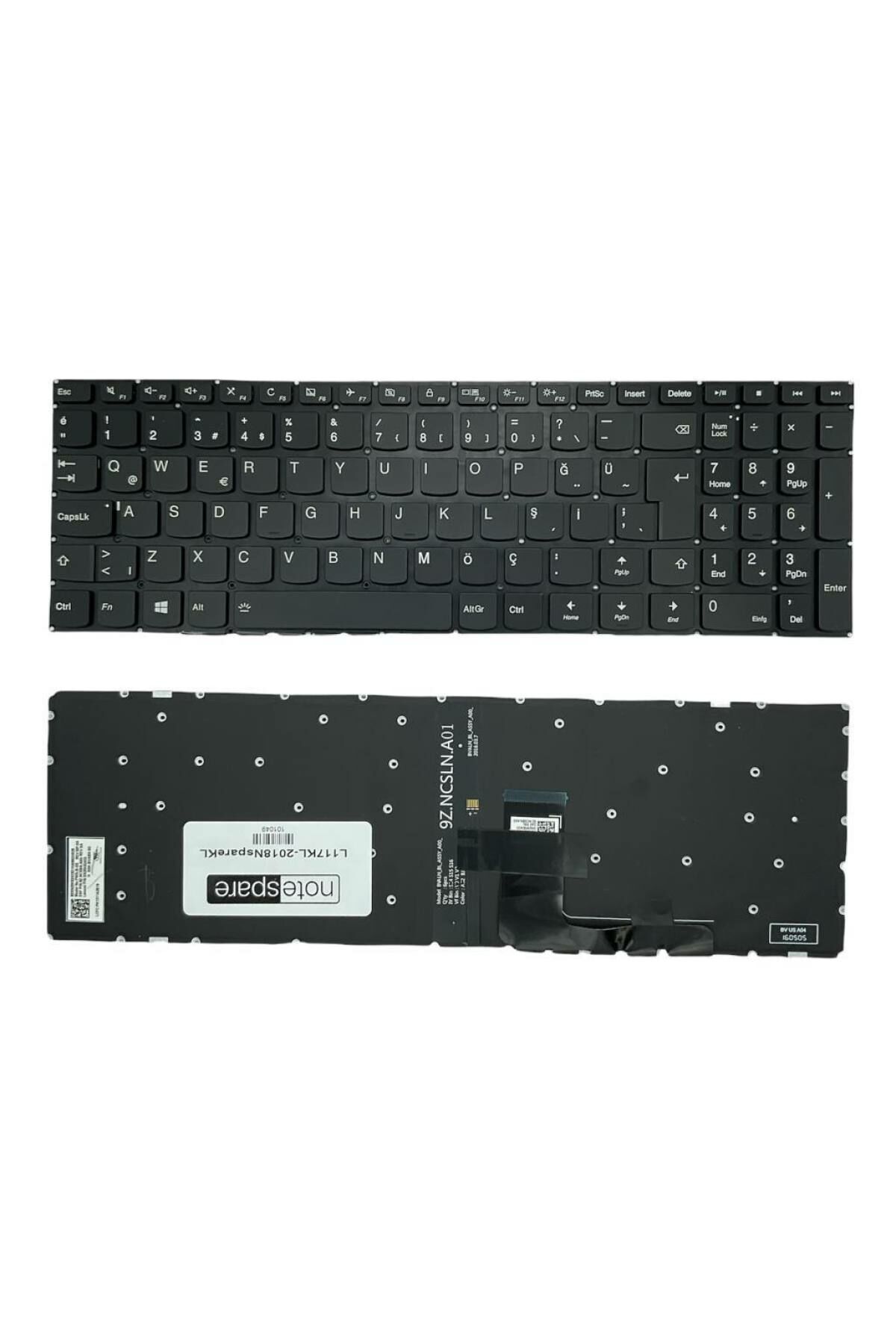 Lenovo ile Uyumlu V310-15ISK 80SY03R8TX, V310-15ISK Type 80SY Işıklı Klavye Siyah TR