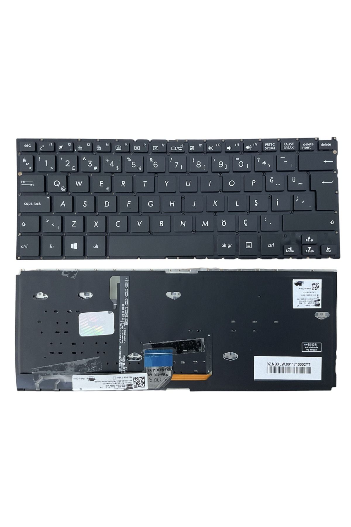 Asus ile Uyumlu Zenbook Flip UX360UA-DQ210T Notebook Klavye Işıklı Siyah TR