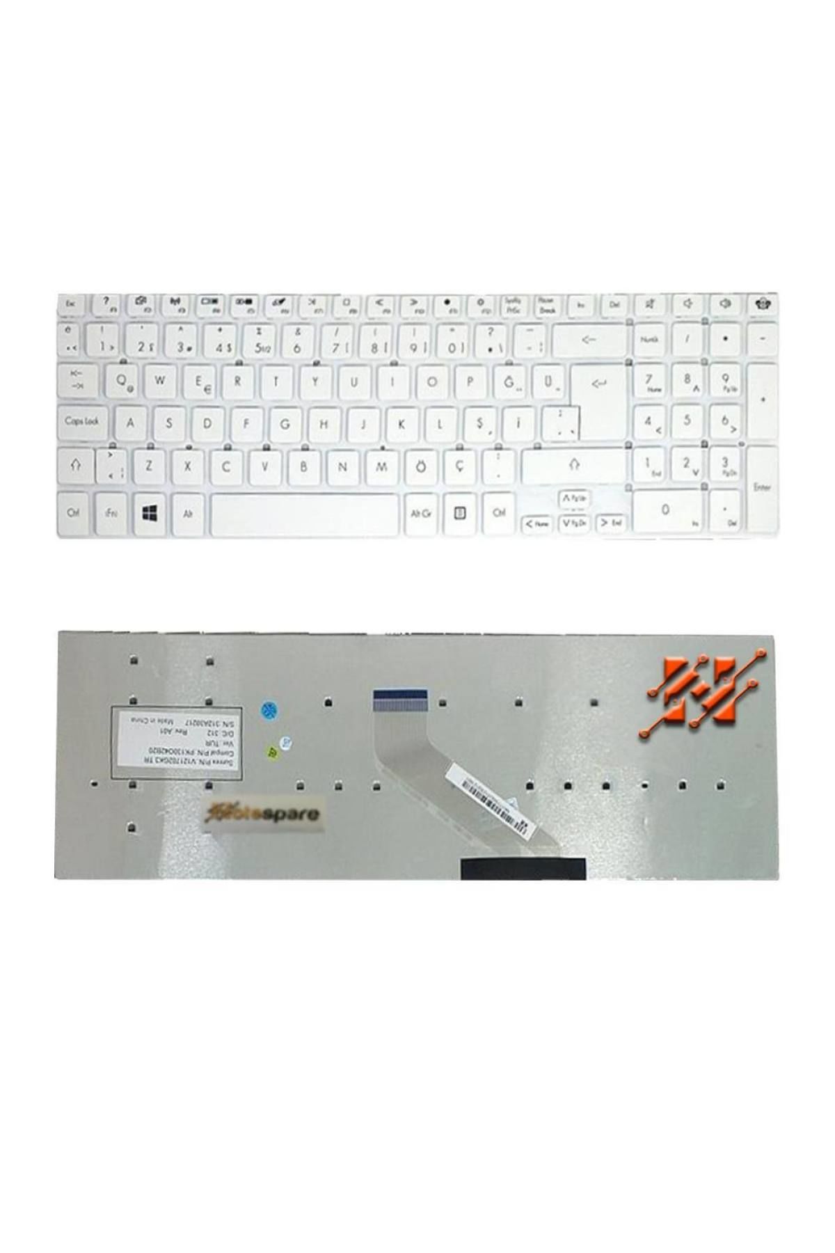 Acer ile Uyumlu Aspire E1-522G (MS2372), E1-532 (V5WE2), E1-532G (V5WE2) Notebook Klavye Beyaz TR