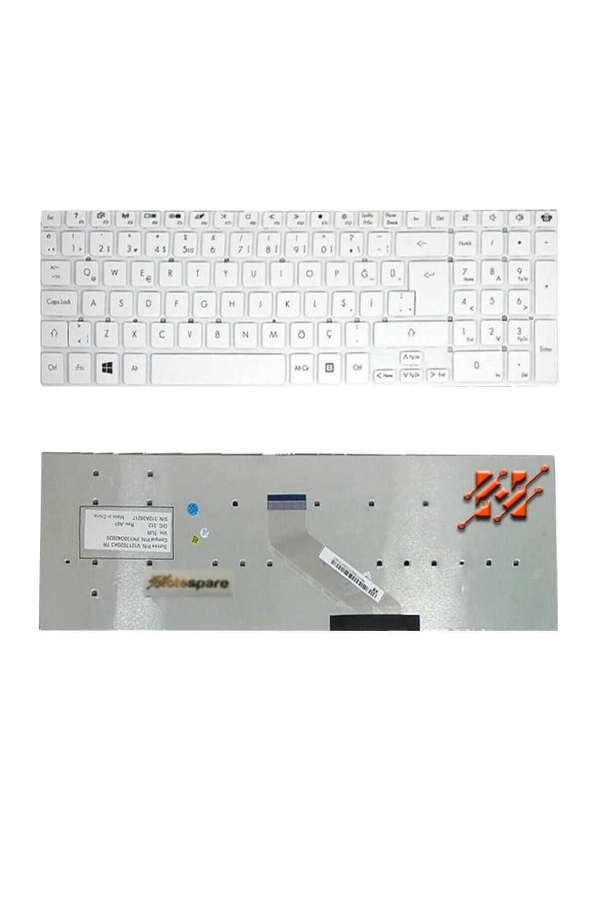 Acer ile Uyumlu Aspire E5-511, E5-511G, E5-511P, E5-521, E5-521G Notebook Klavye Beyaz TR