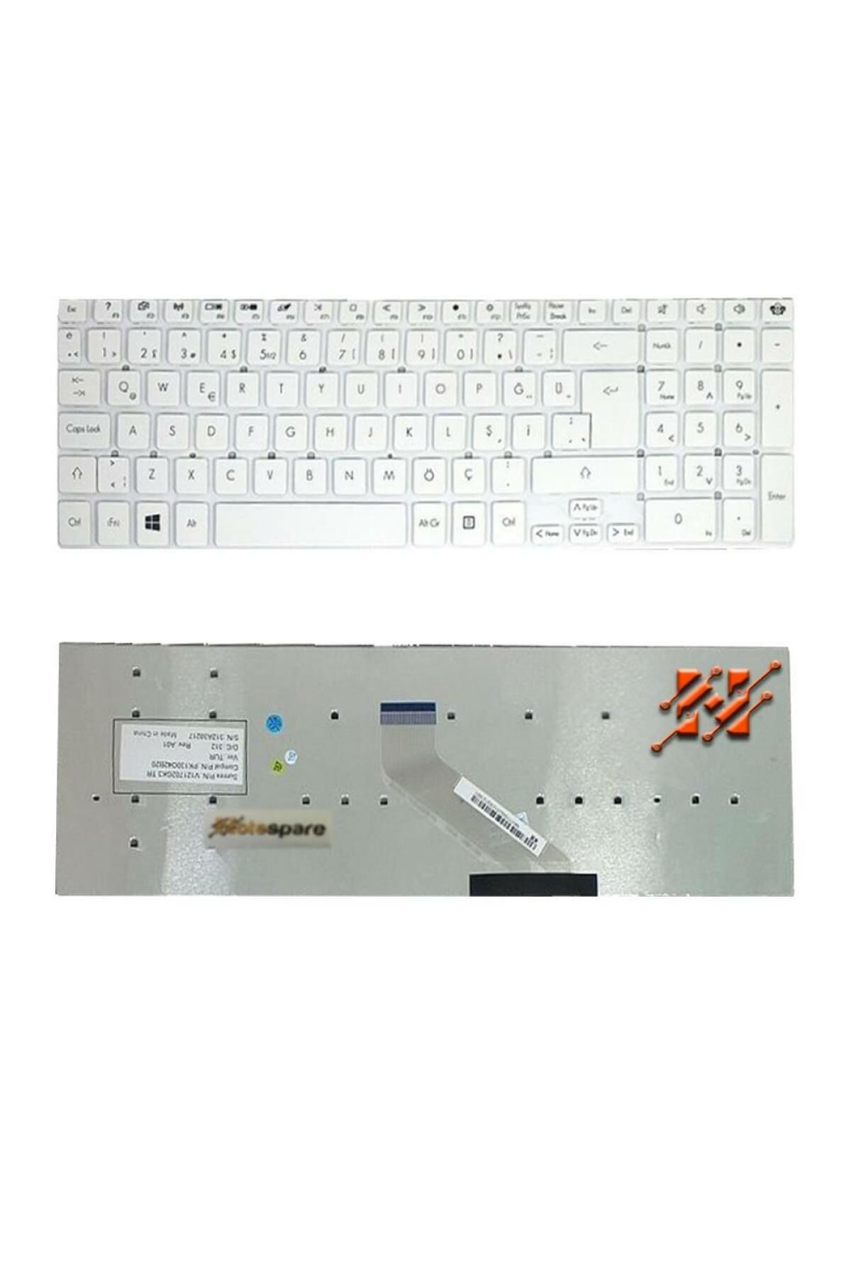 Acer ile Uyumlu Aspire E5-521-29SM, E5-521-40ZU, E5-521-424W Notebook Klavye Beyaz TR