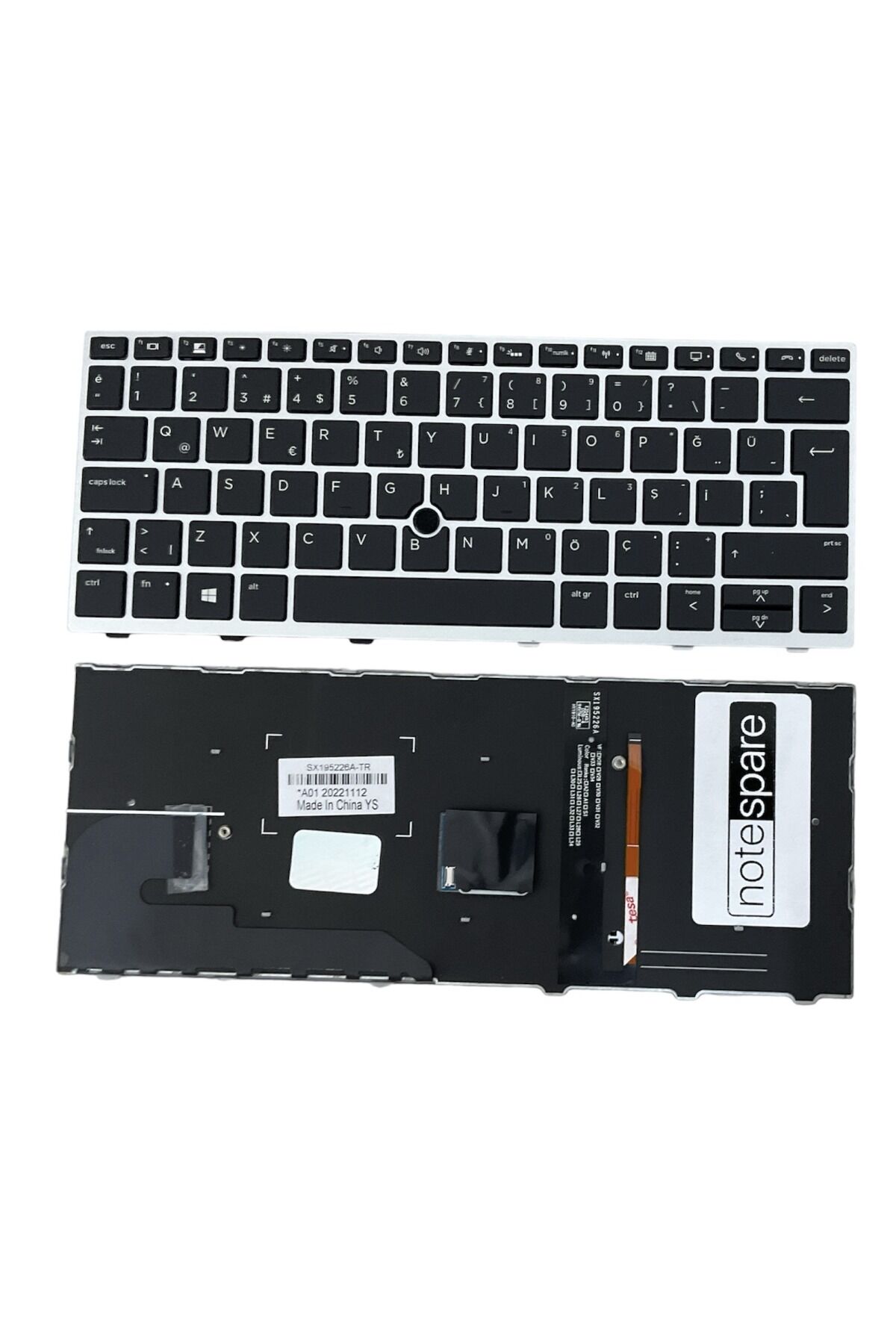 Hp ile Uyumlu Elitebook L13697-141, L13697-251, L13697-B31 Klavye Işıklı Siyah TR Gümüş Çerçeveli