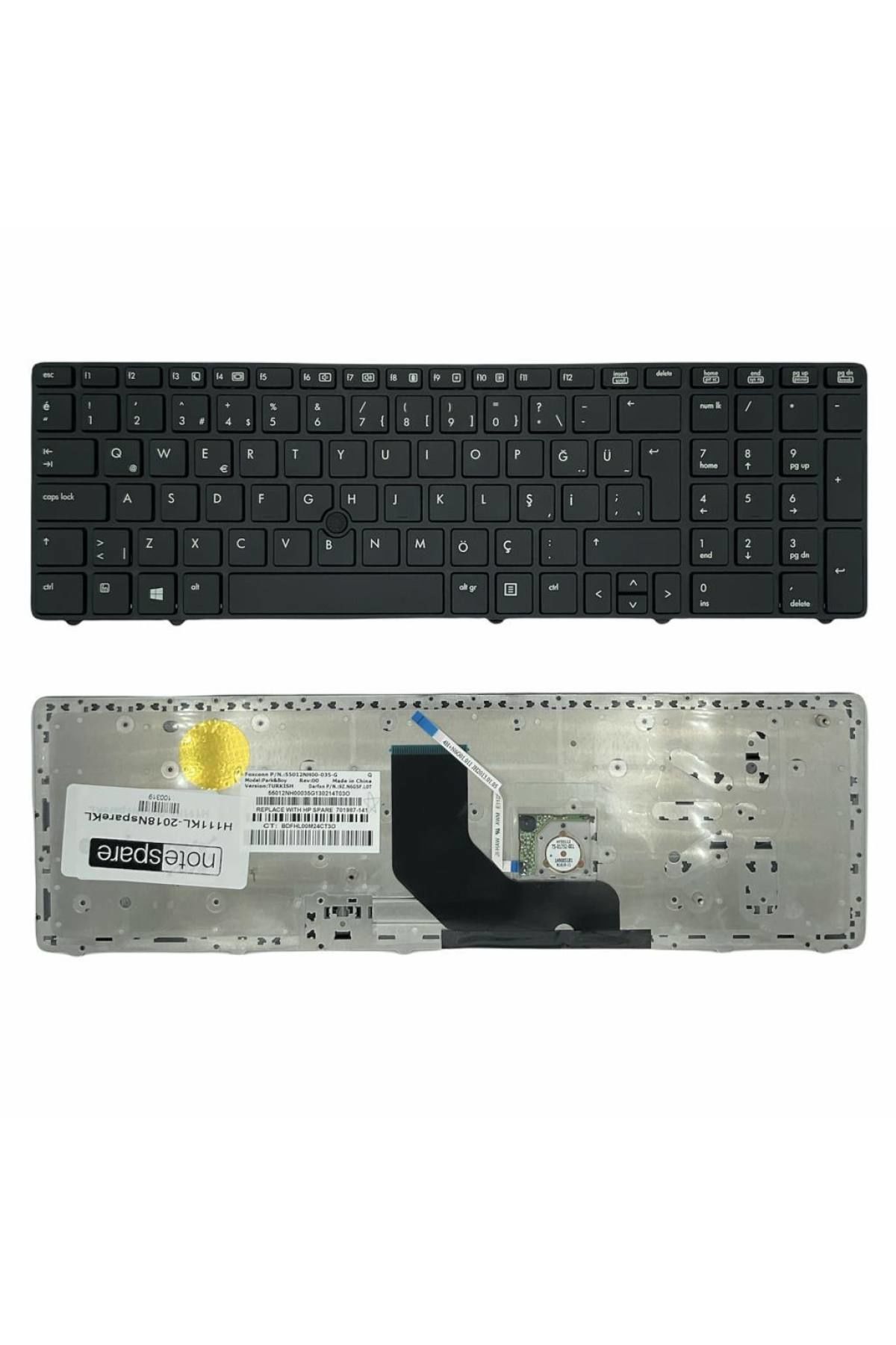 Hp ile Uyumlu ProBook 6570b B5V82AW, 6570b C5A57EA, 6570b H5E70EA Notebook Klavye Siyah TR