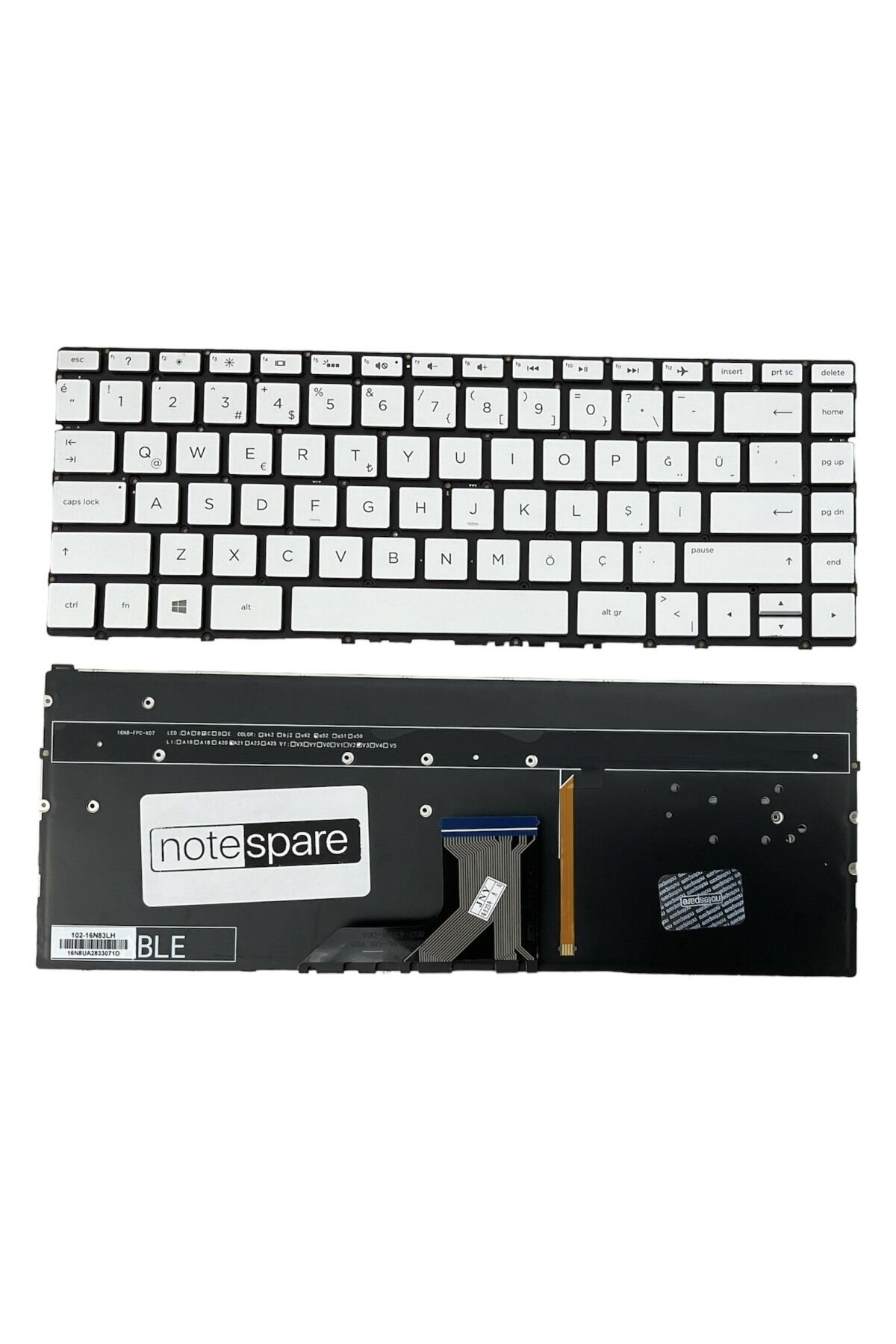 Hp ile Uyumlu Spectre x360 13-ae001NT 2PF73EA Notebook Klavye Işıklı Gümüş Gri TR