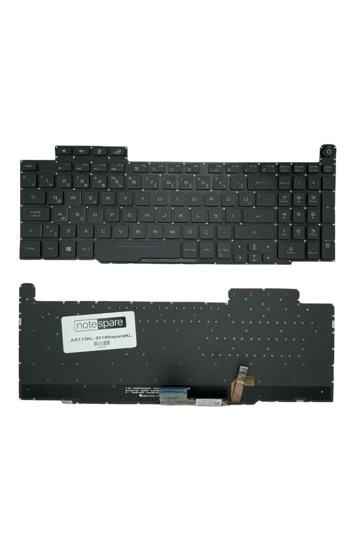 Asus ile Uyumlu ROG 0KN1-4L2TU11 REV:R1.0 TR Notebook Klavye Işıklı Siyah TR