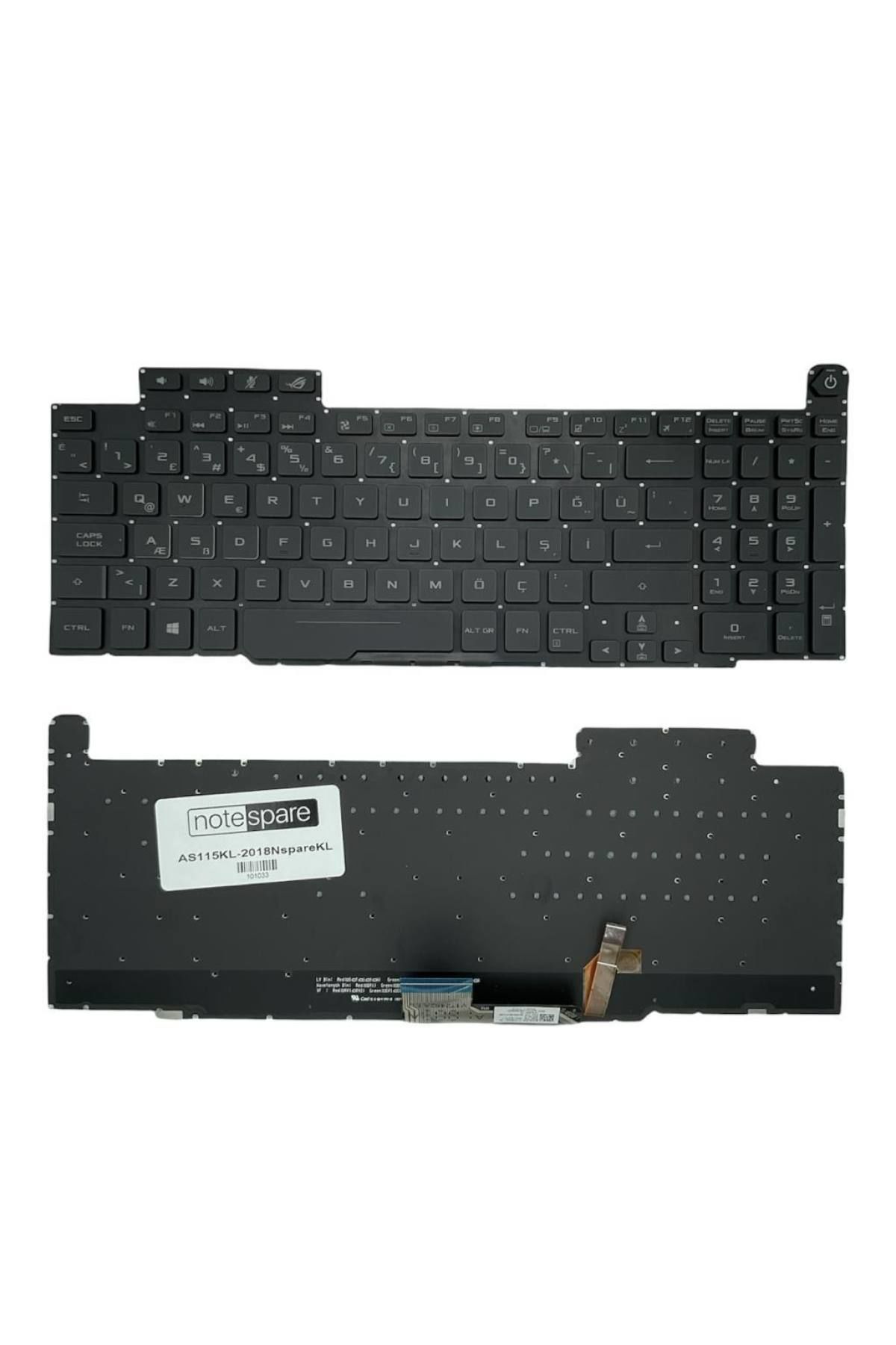Asus ile Uyumlu ROG OKN1-4L2TU11 REV:R1.0 TR Notebook Klavye Işıklı Siyah TR