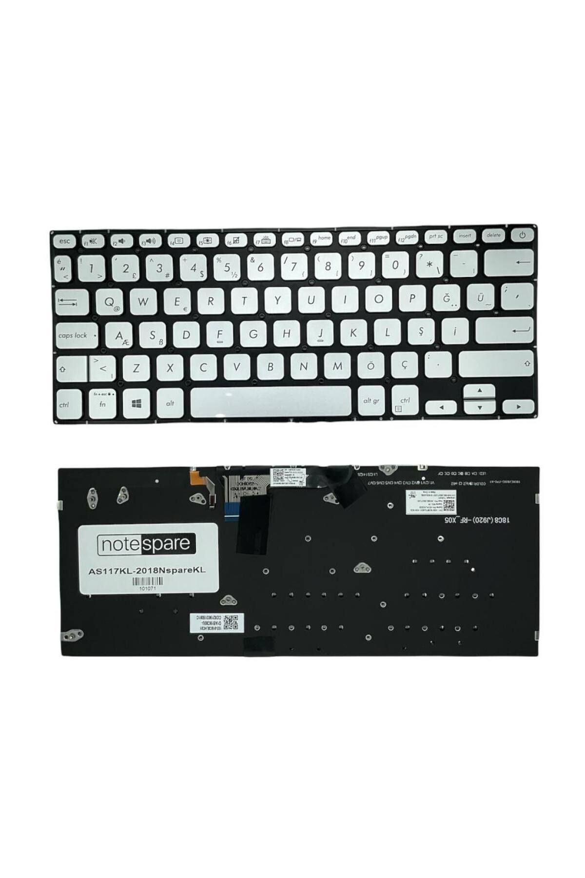 Asus ile Uyumlu 0KNB0-260ATU00, AEXKLA02020 Notebook Klavye Işıklı Gümüş Gri TR