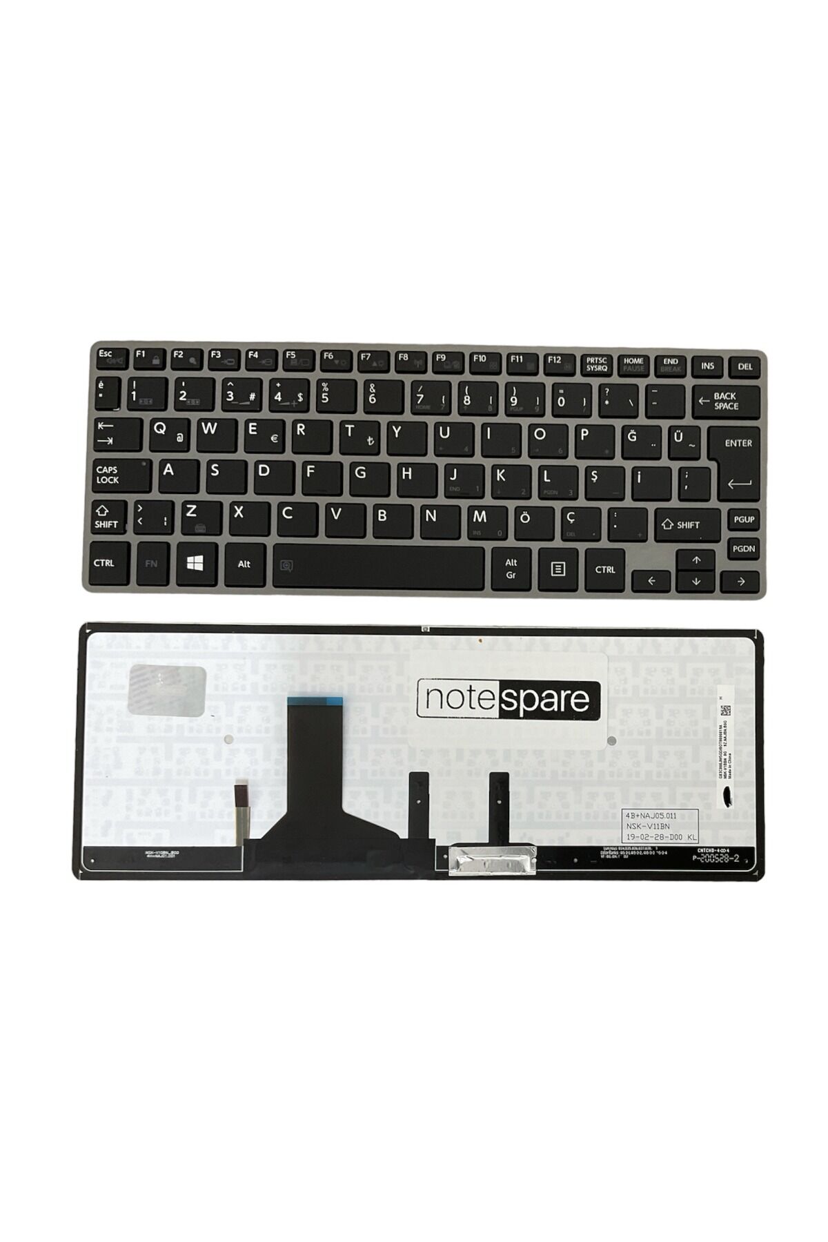 Toshiba ile Uyumlu NSK-V10BN 01, NSK-V11BN 01 Notebook Klavye Işıklı Siyah TR
