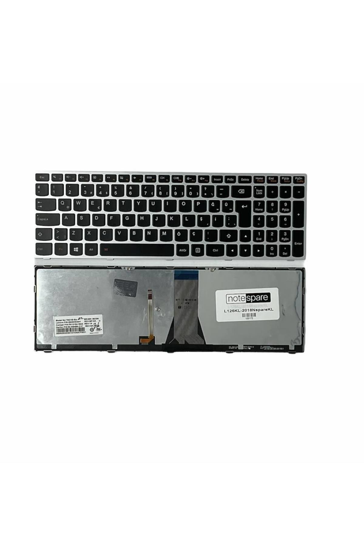 Lenovo ile Uyumlu IdeaPad 500-15ISK 80NT00M2TX, 500-15ISK 80NT00NVTX Işıklı Klavye Gümüş Gri TR