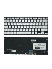 Asus ile Uyumlu VivoBook 14 X430UA, 14 X430UF, 14 X430UN Notebook Klavye Işıklı Gümüş Gri TR