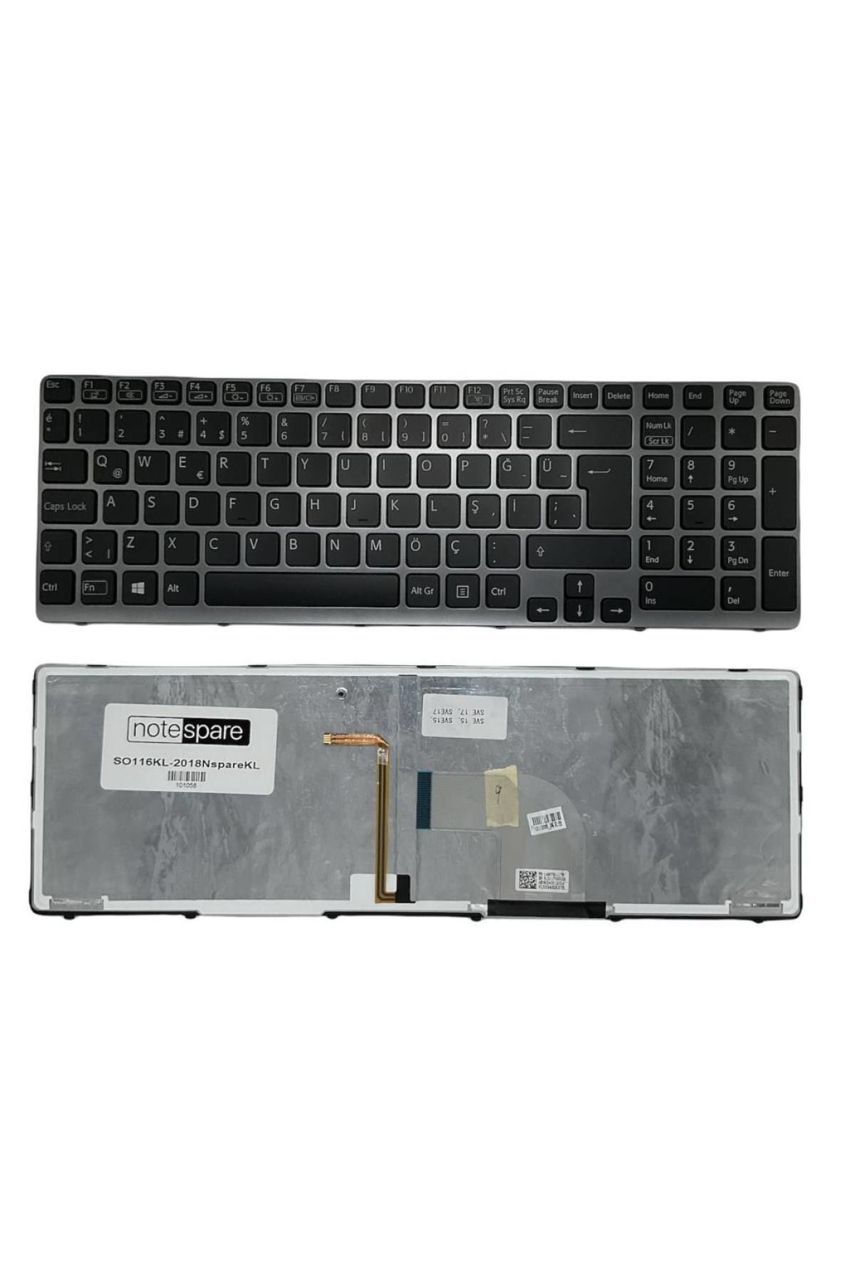 Sony ile Uyumlu Vaio SVE1711R1E, SVE1711S9E, SVE1711S9R Notebook Klavye Işıklı Siyah TR