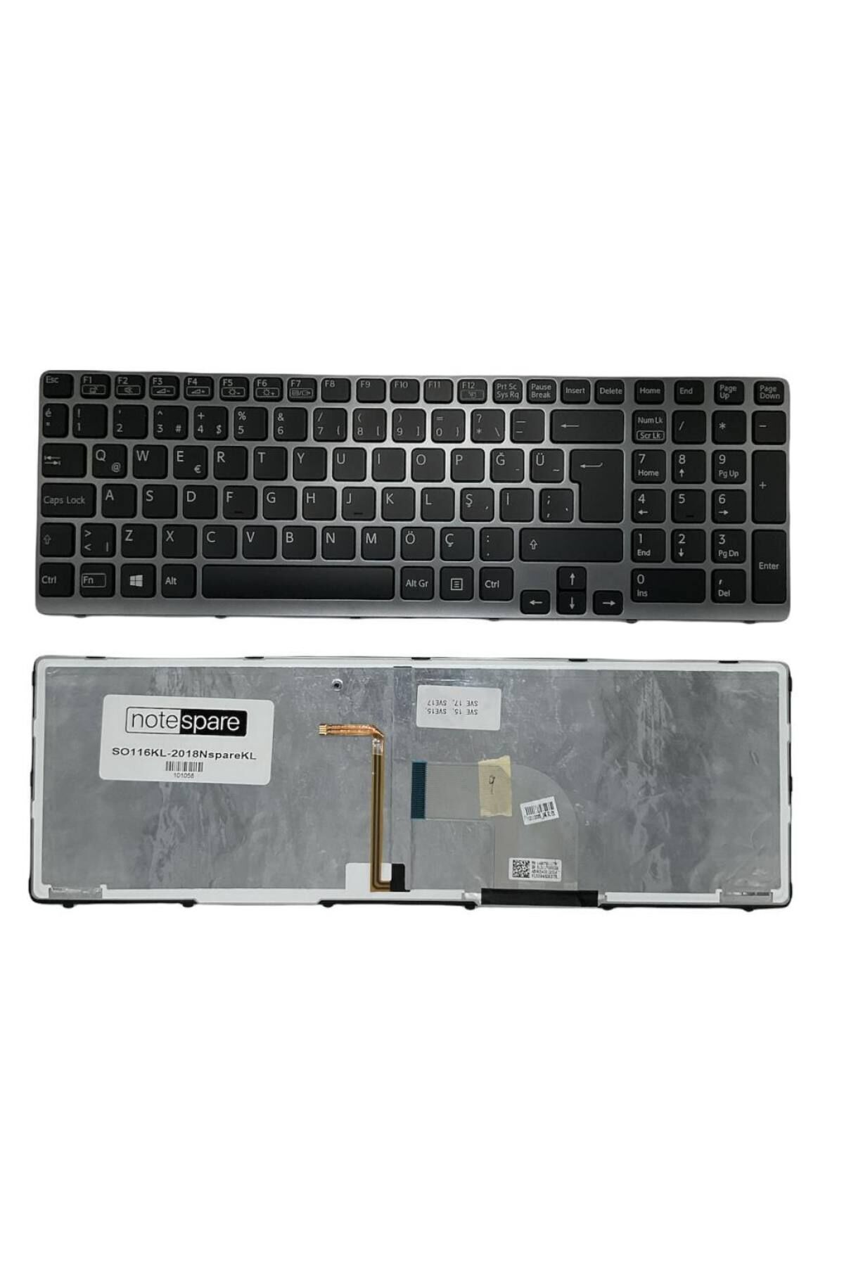 Sony ile Uyumlu Vaio SVE17132CT, SVE17133CT, SVE1713A1E Notebook Klavye Işıklı Siyah TR
