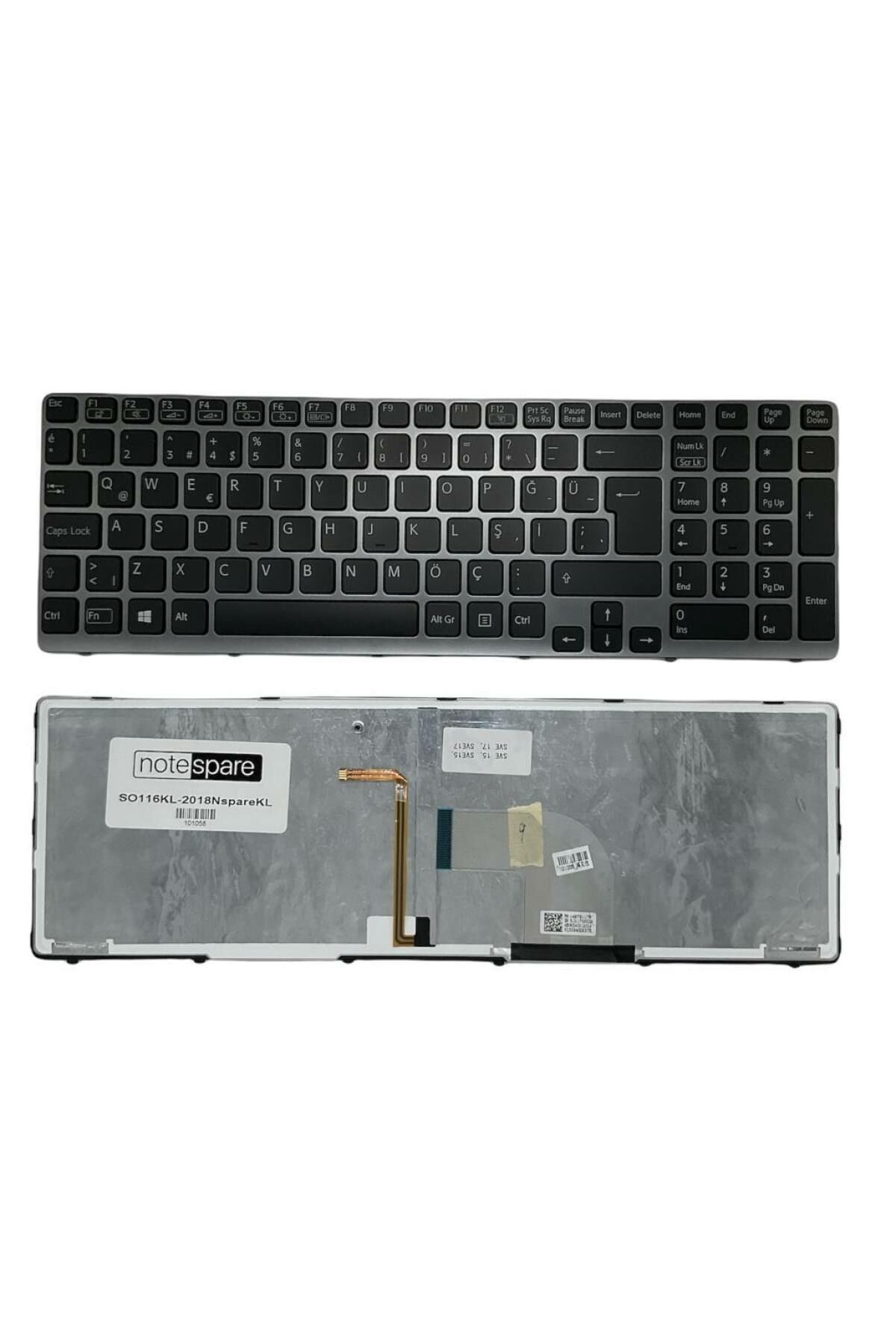 Sony ile Uyumlu Vaio SVE1713A4E, SVE1713A4R, SVE1713A6E Notebook Klavye Işıklı Siyah TR