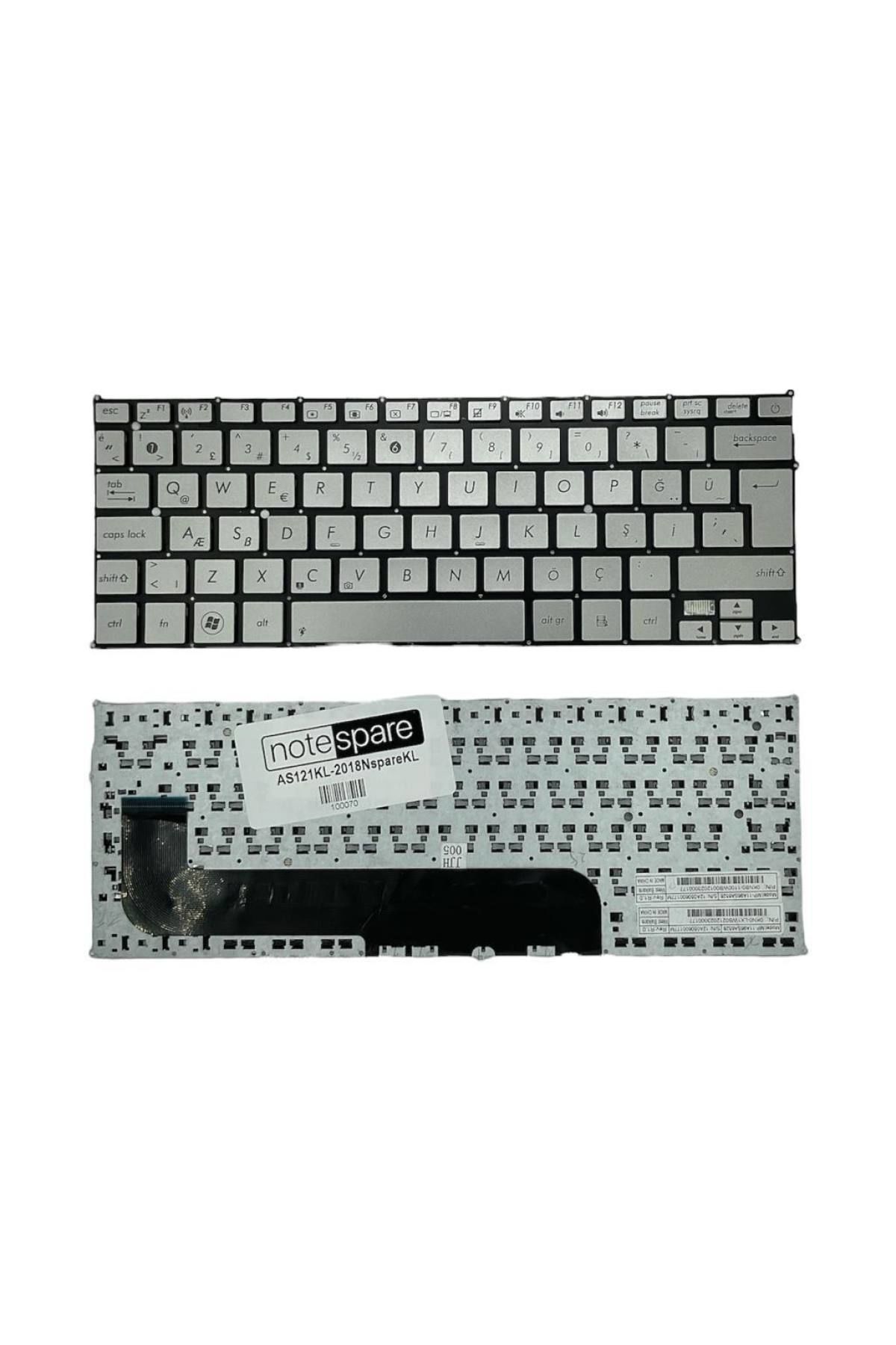 Asus ile Uyumlu Zenbook UX21E-KX002V, UX21E-DH52, UX21E-DH71 Notebook Klavye Gümüş Gri TR