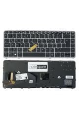 Hp ile Uyumlu ZBook 14 G2 (J9A12EA), 15u G2 (J9A13EA) Klavye Işıklı Siyah TR Gümüş Çerçeveli