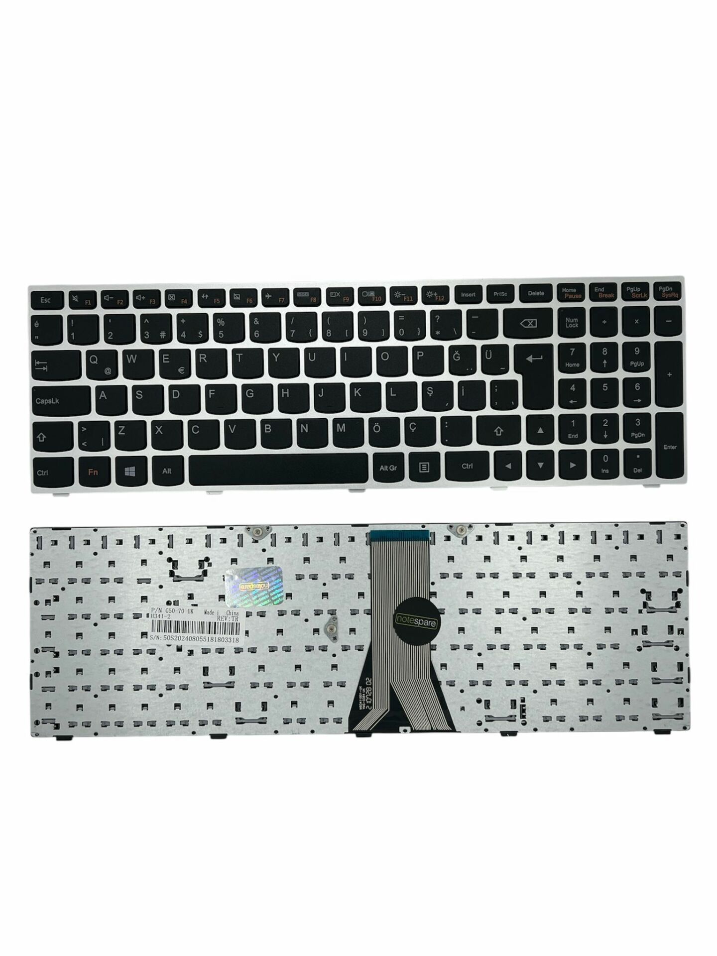 Lenovo ile Uyumlu MP-13Q1, MP-13Q16TQ-686 Notebook Klavye Gümüş Gri TR