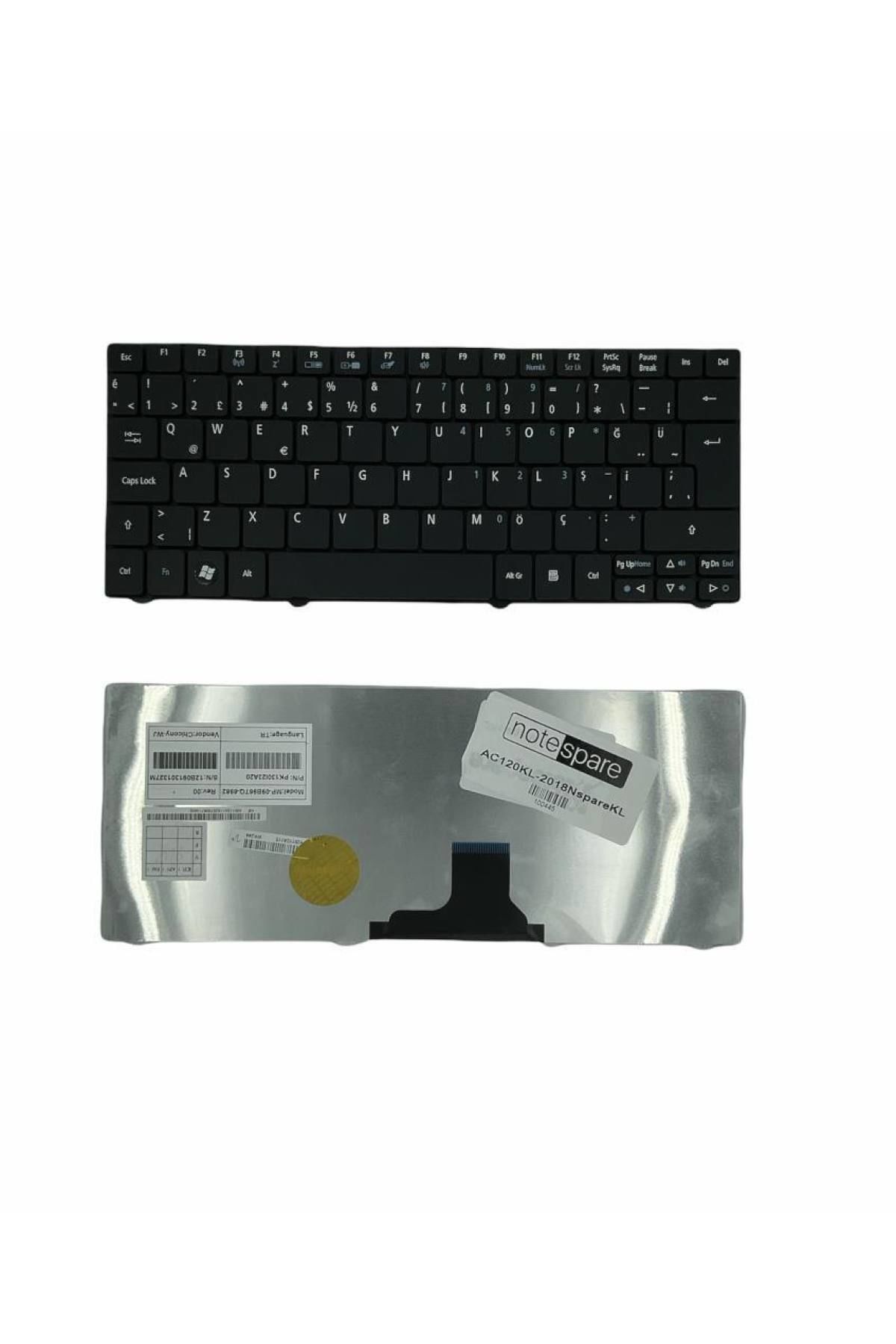 Acer ile Uyumlu Aspire One ZA3, ZA5, ZA8, ZH7 Notebook Klavye Siyah TR
