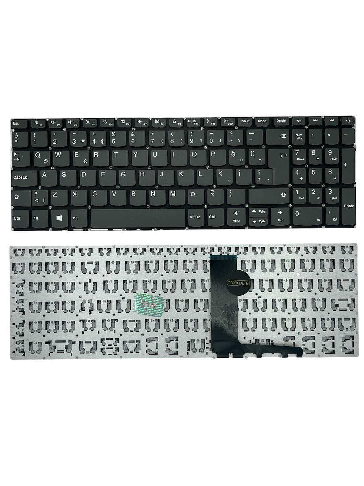 Lenovo ile Uyumlu 5CB0N96266, 5CB0N96280 Klavye Füme TR Power Tuşlu Versiyon
