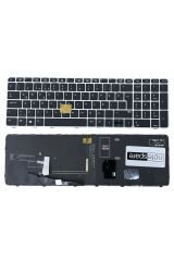 Hp ile Uyumlu EliteBook 836623-001, 836623-141 Klavye Işıklı Siyah TR Gümüş Çerçeveli