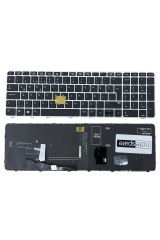 Hp ile Uyumlu ZBook 15u G4 Mobile Workstation Klavye Işıklı Siyah TR Gümüş Çerçeveli