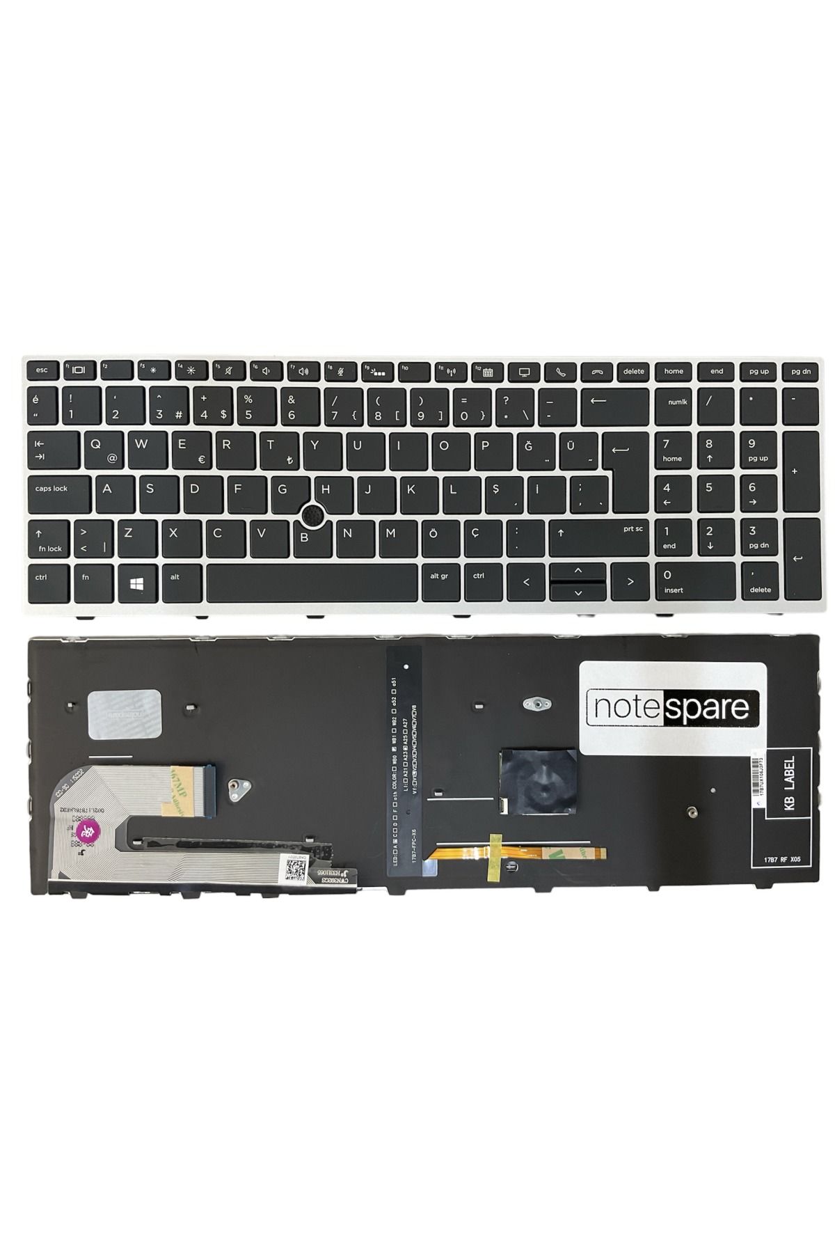 Hp ile Uyumlu Zbook 15U G5, 15U G6 Klavye Işıklı Siyah TR Gümüş Çerçeveli