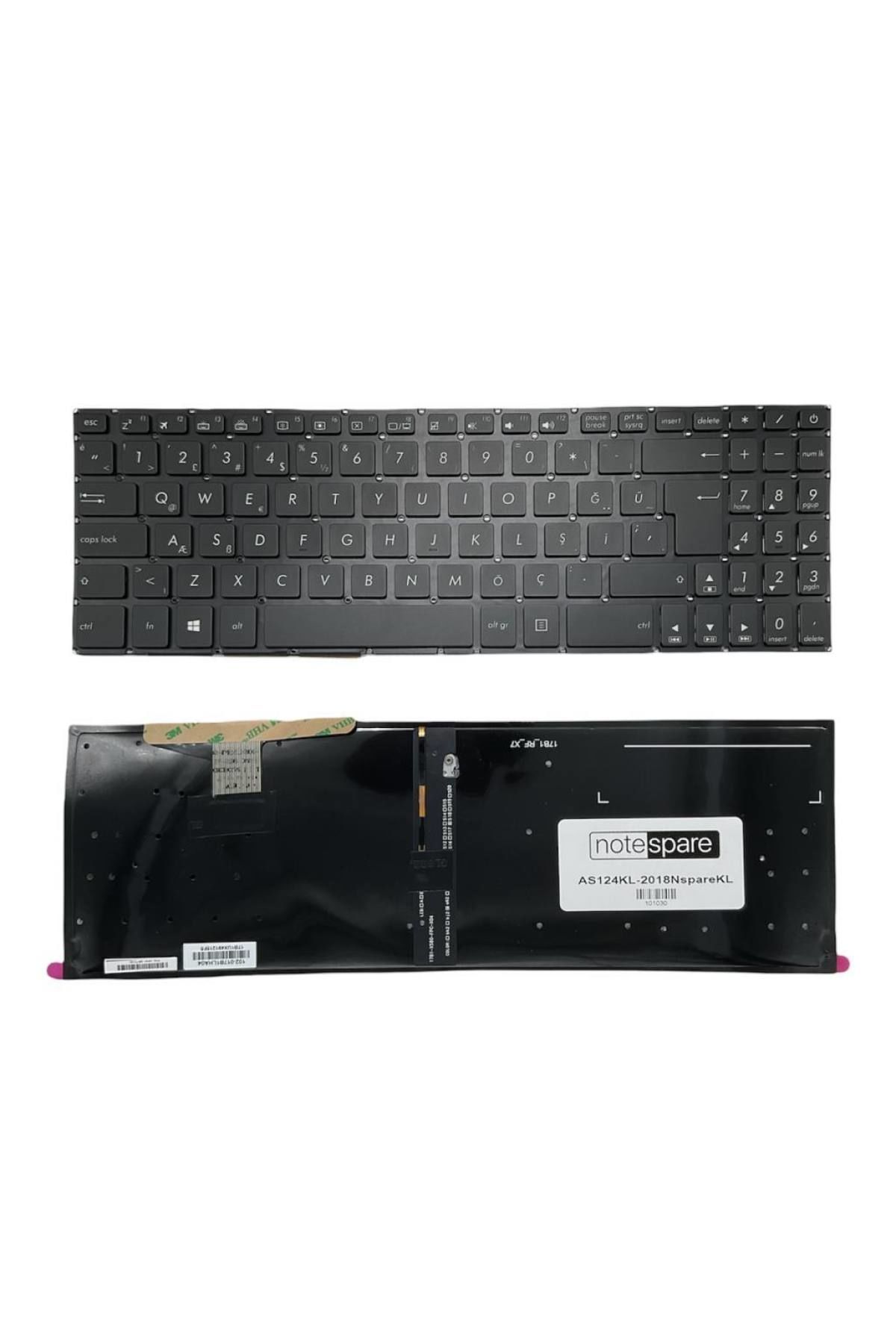 Asus ile Uyumlu VivoBook N580VD-FI033T Notebook Klavye Işıklı Siyah TR
