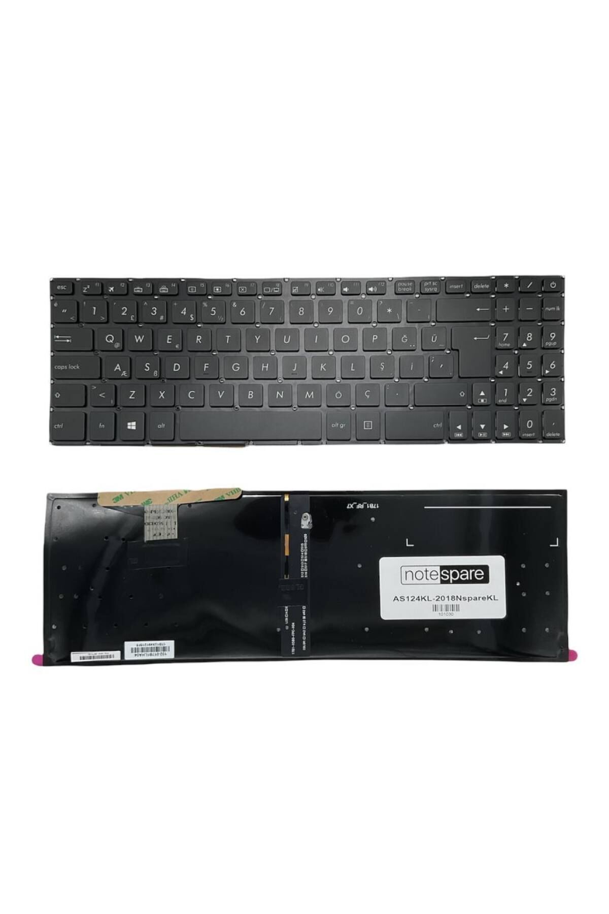 Asus ile Uyumlu VivoBook OKN1-291TU32, OKNBO-5605TU32 Notebook Klavye Işıklı Siyah TR