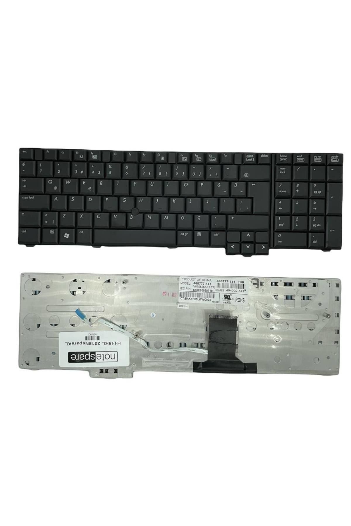 Hp ile Uyumlu EliteBook 8730w FU470EA, 8730w FU467EA, 8730w FU471EA Notebook Klavye Siyah TR