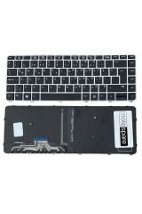 Hp ile Uyumlu EliteBook Folio 1040 G3 V1A81EA Notebook Klavye Işıklı Siyah TR Gümüş Çerçeveli