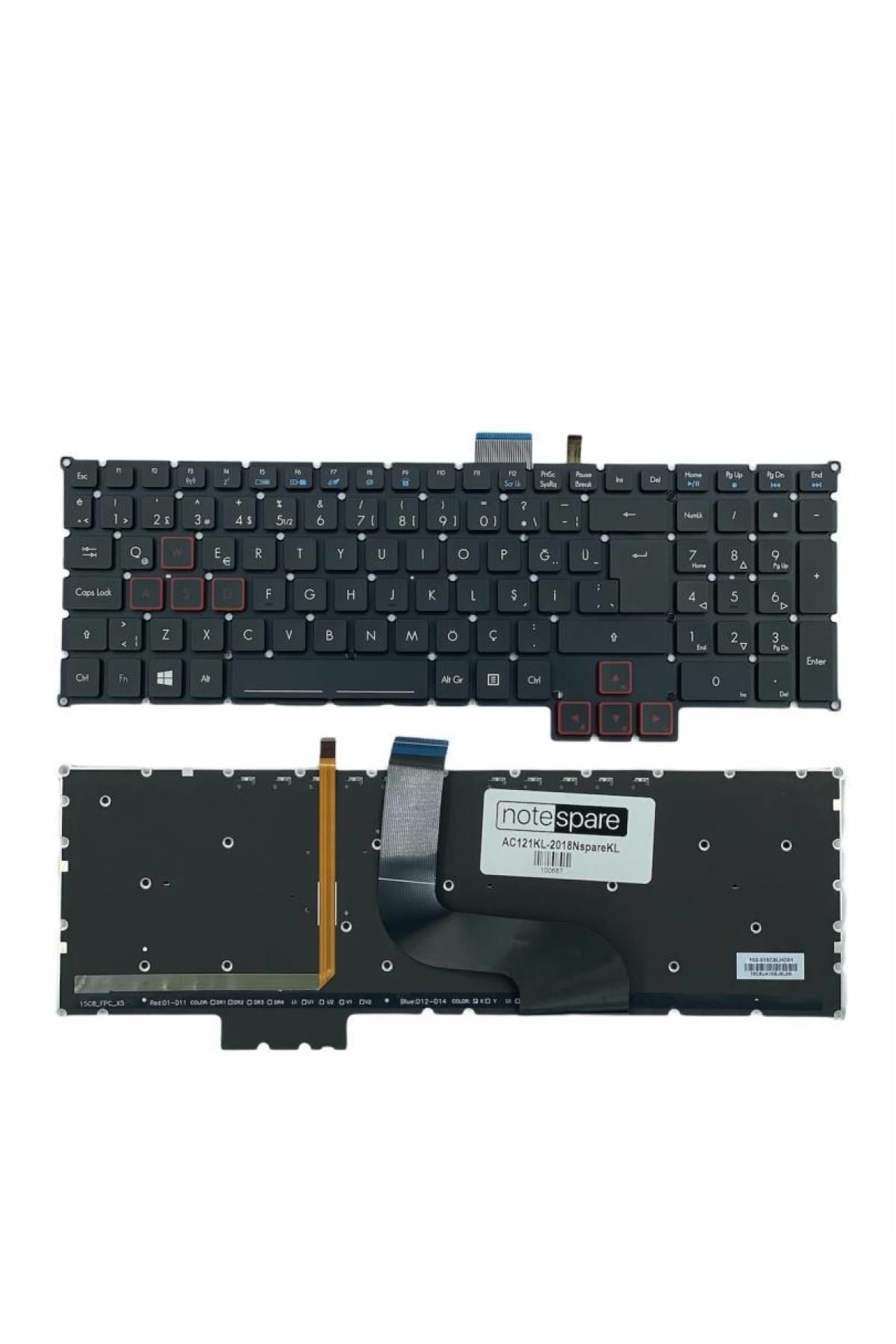 Acer ile Uyumlu Predator G9-593-77P2, G9-593-77QA, G9-593-77R4 Notebook Işıklı Klavye Siyah TR