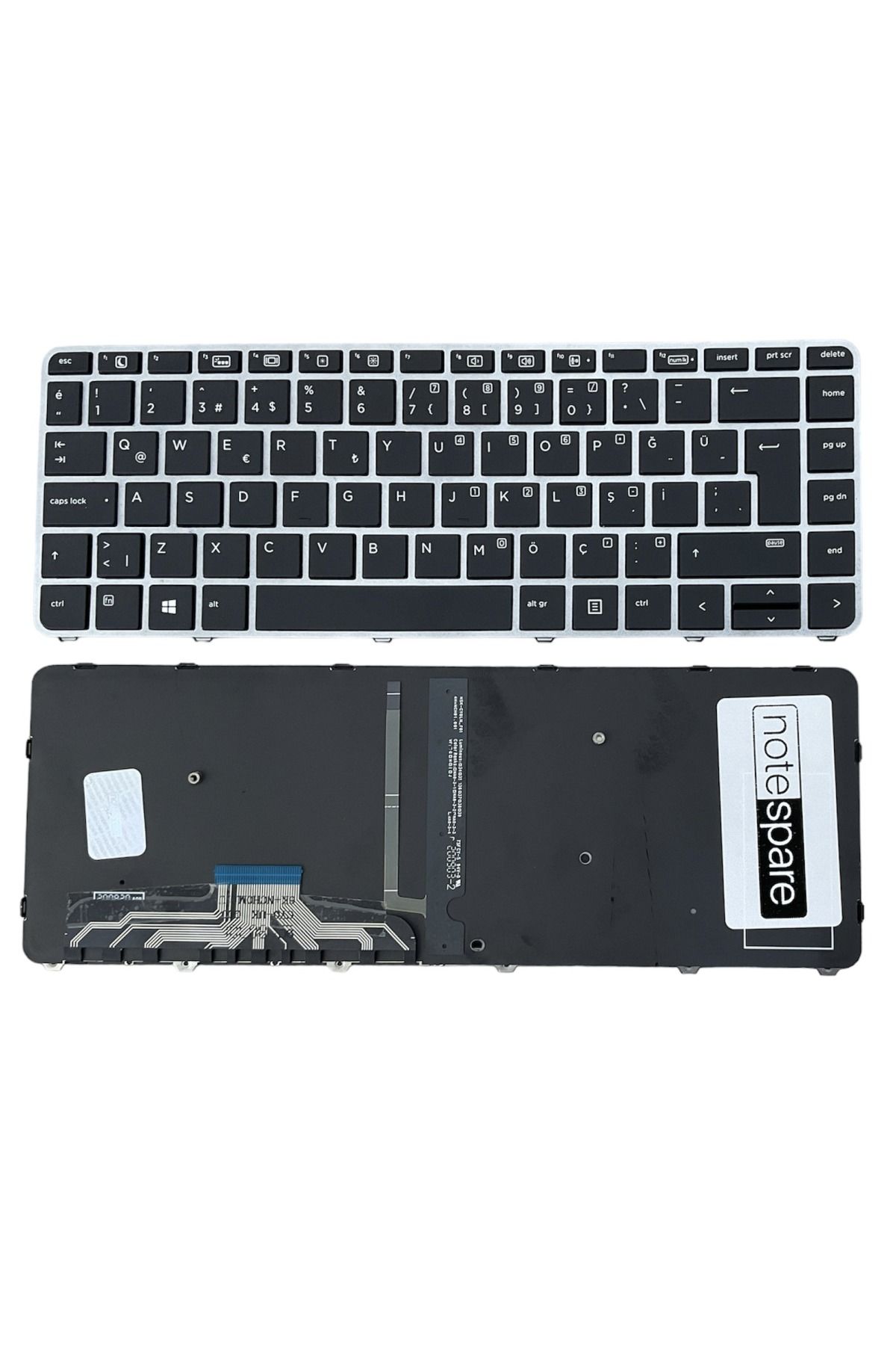 Hp ile Uyumlu EliteBook Folio 1040 G3 V1A89EA Notebook Klavye Işıklı Siyah TR Gümüş Çerçeveli