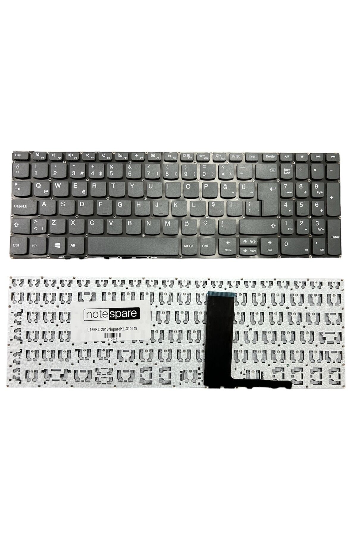 Lenovo ile Uyumlu LCM16K26TQ-686 Klavye Füme TR Power Tuşsuz Versiyon