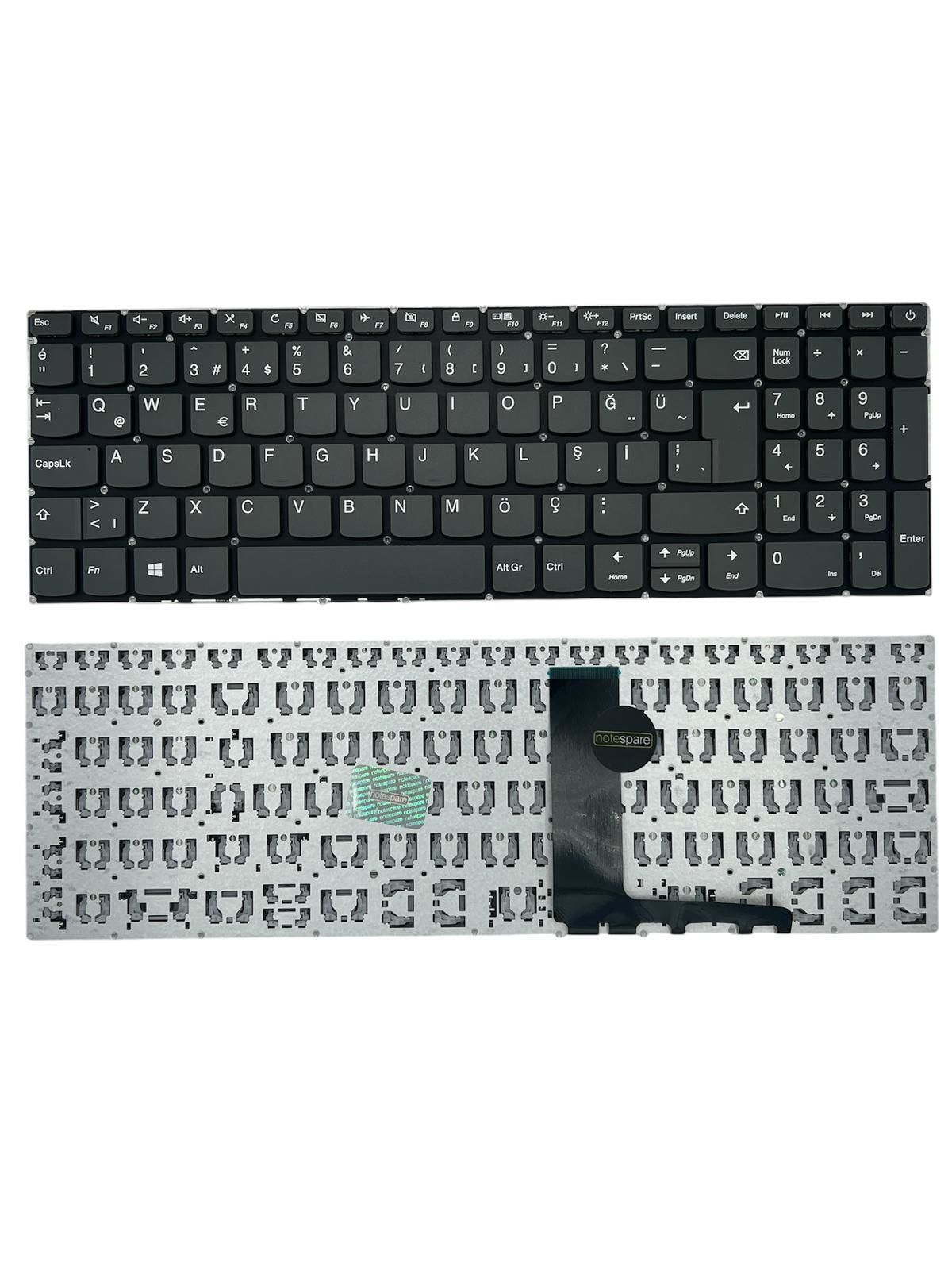 Lenovo ile Uyumlu IdeaPad 3-15IIL05 81WE010BTX Klavye Füme TR Power Tuşlu Versiyon
